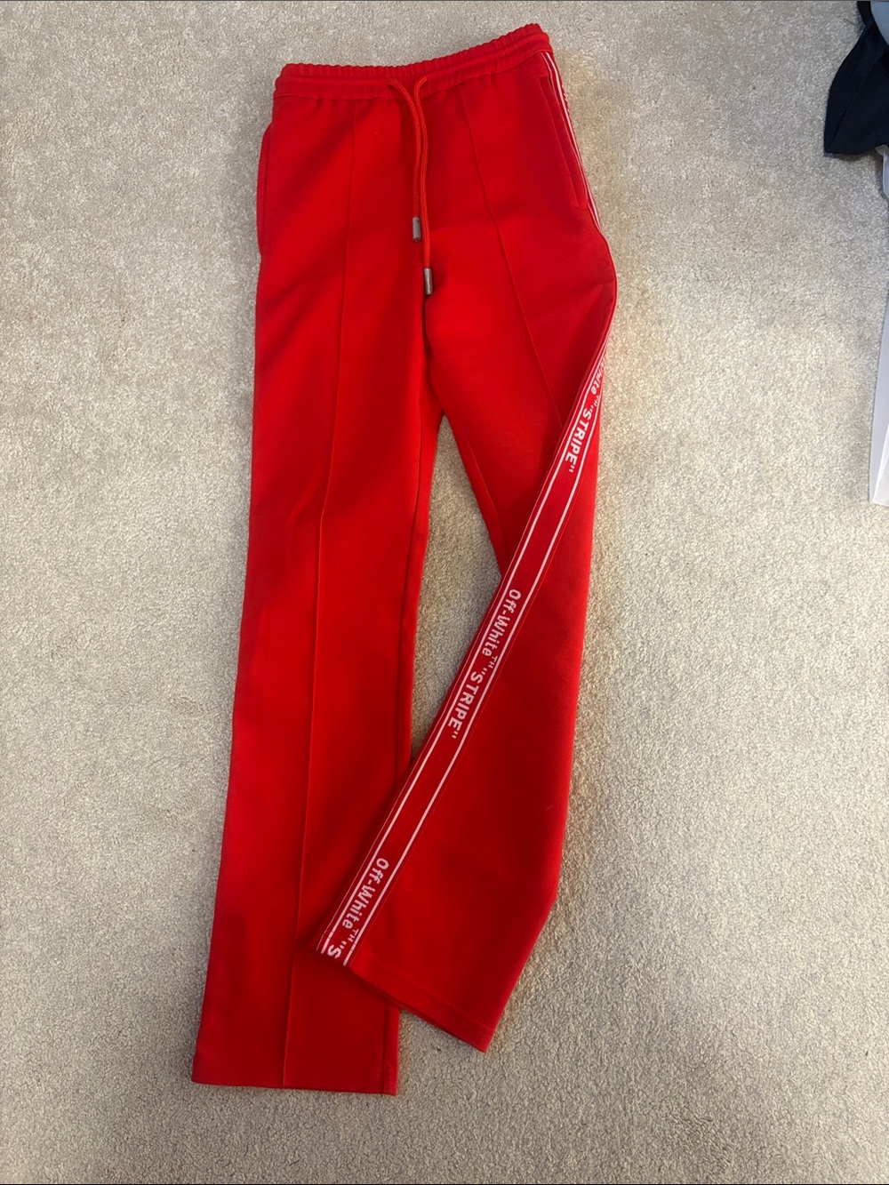 OFF WHITE Red Track Pants with Side Stripe